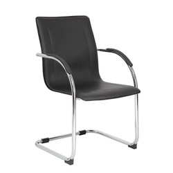 Boss Chrome Frame Black Vinyl Side Chair
