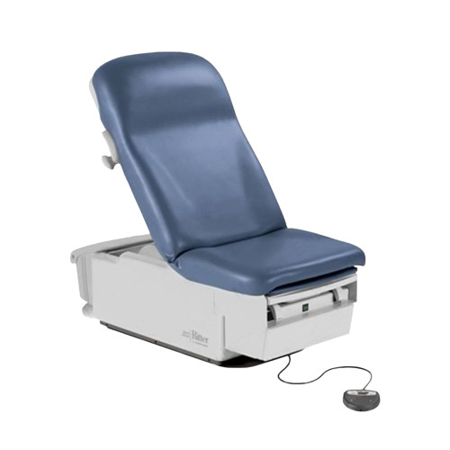 Midmark Ritter 222 with blue upholstery and foot control