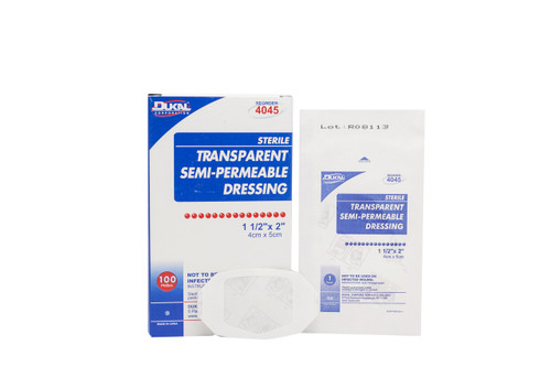 Dukal™ 4045  Transparent Semi-Permeable Dressings 1-1/2" x 2" Sterile 100 cs