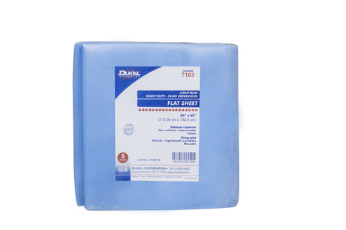 Dukal™ Ambulance Cot Disposable Linens,7103 Flat Sheet, Heavy Duty, Fluid Impervious 84" x 60"Blue