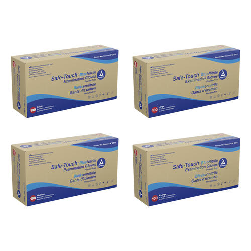 Dynarex Safe-Touch Blue Nitrile Exam Gloves, Powder-Free