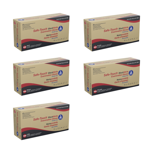 Dynarex Safe-Touch Black Nitrile Exam Gloves, Powder-Free