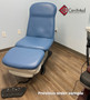 Refurbished Midmark 647 with classic blue upholstery, and a foot control in a clinic room.