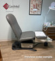 Refurbished Midmark 647 with cruiser gray upholstery in a clinic room.