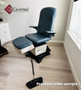 Refurbished Midmark 647 with fern upholstery, and a foot control in a clinic room.
