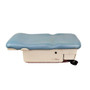 Midmark Ritter 223 exam table in fully reclined position with blue upholstery.