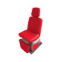 Red Midmark Ritter 319 power examination chair with adjustable headrest and leg section.
