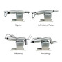 Brewer 7000 Assist Power Procedure Table shown in four different patient positions: Supine, Left Lateral Plane, Lithotomy with leg stirrups, and Proctology with extended leg section, demonstrating full range of motion.