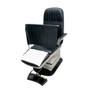 Black Midmark 417 podiatry chair with privacy panel and foot control.