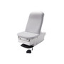 Midmark 225 Barrier-Free Power Exam Chair with light gray upholstery, shown with a black foot control for easy height adjustment and patient accessibility.