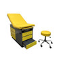 Yellow exam table and matching stool for a bold, modern exam room.