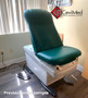 Midmark 626 barrier-free refurbished  with green upholstery and foot control in a modern clinic.