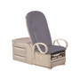 Brewer 6500 high-low exam table with gray upholstery and drawer storage.