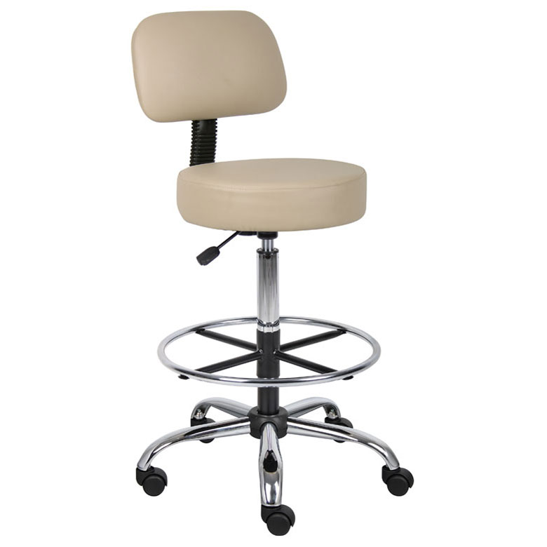 Boss Caressoft Medical/Drafting Stool W/ Back Cushion