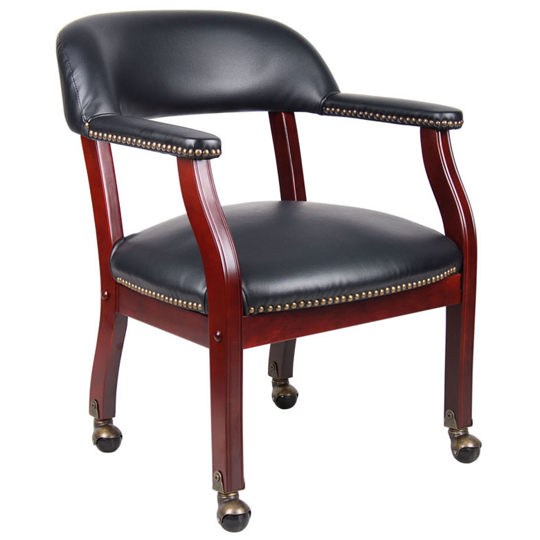 Boss Captain's guest, accent or dining chair Vinyl W/ Casters