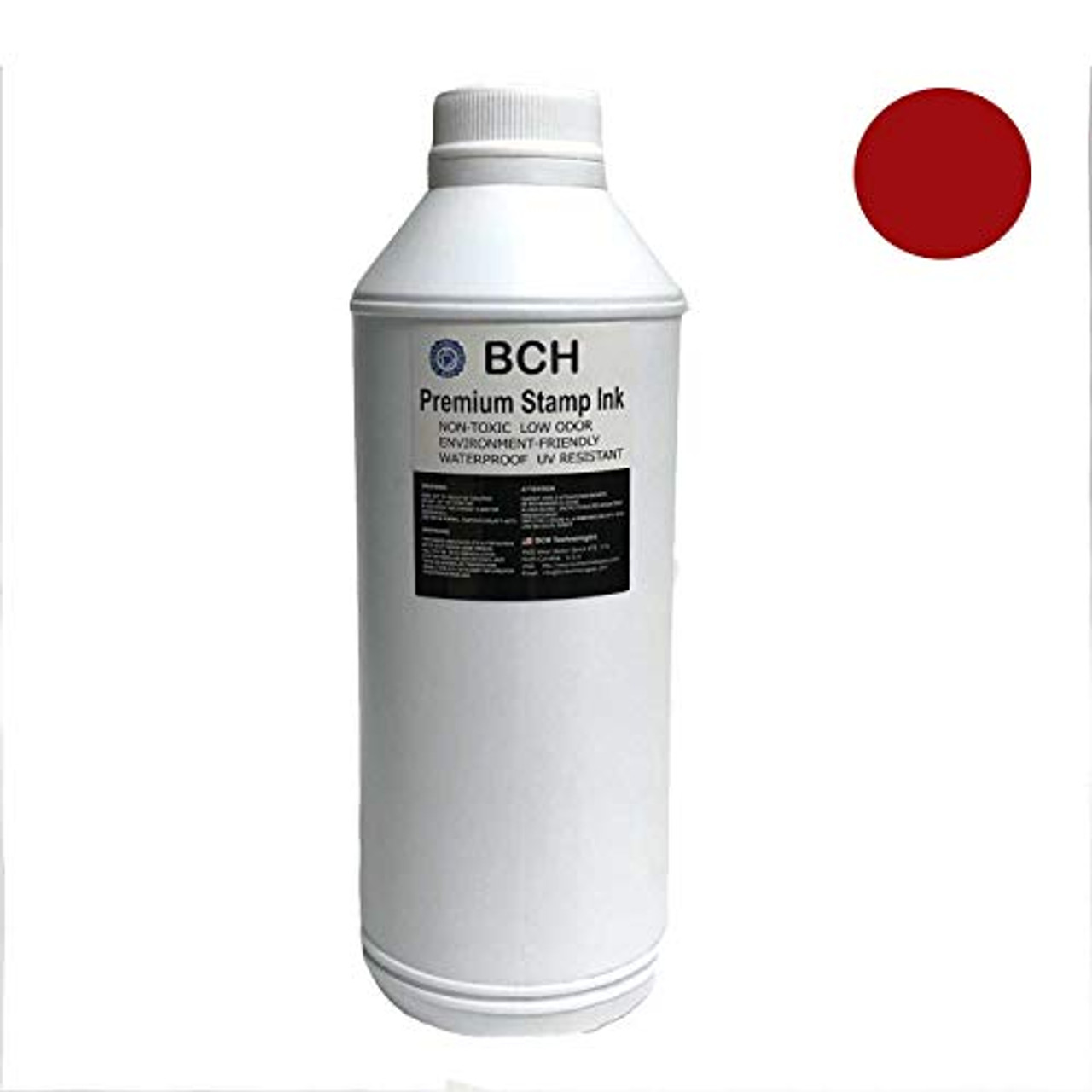 Red Stamp Ink Refill by BCH - Bulk One-Liter Premium Grade -33.8 oz (1,000  ml) Ink Per Bottle - BCH Technologies