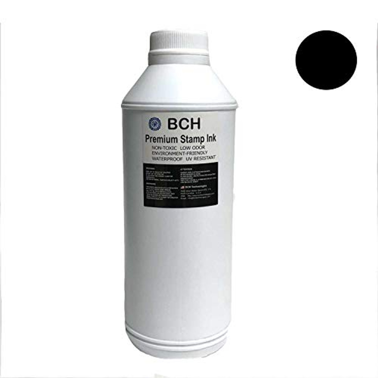 Black Bulk 1-Liter Stamp Ink Refill for Self-Ink Pads - BCH