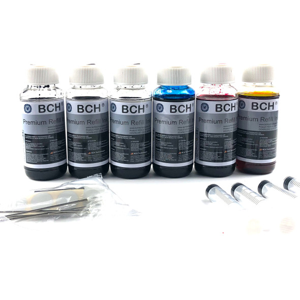 BCH Refill Ink Black for Inkjet Printer Cartridge - Standard Grade, Save by  Buying Bulk - 500 ml Bottle (16.9 oz) - H Series