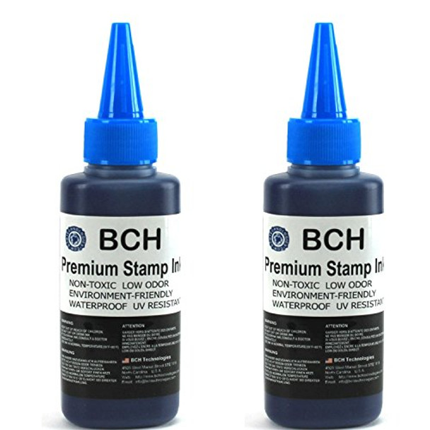Bulk 2X Blue Stamp Ink Refill by BCH - Premium Grade -2.5 oz (75 ml) Ink Per Bottle