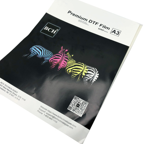 Premium DTF Direct-to-Film Transfer Film - 100 Sheets Bulk Package - Cold & Hot Peel - Size: A3 (11.7" x 16.5" or 297 mm x 420 mm)