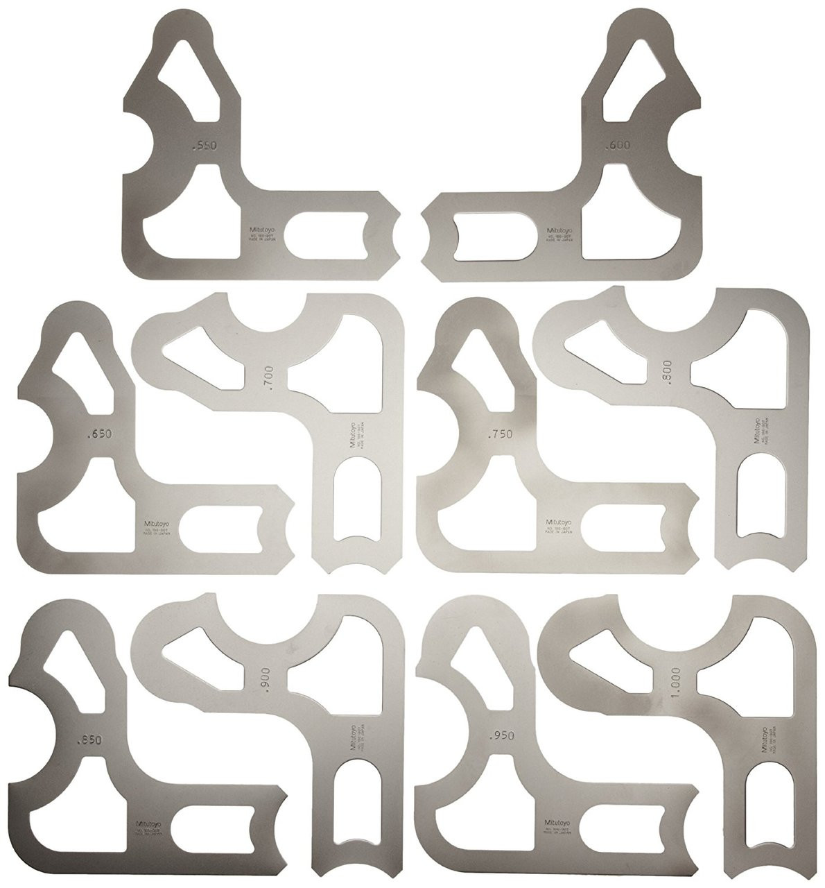 Mitutoyo 186907, Radius Gage Set, 10 Leaves US Tool Depot