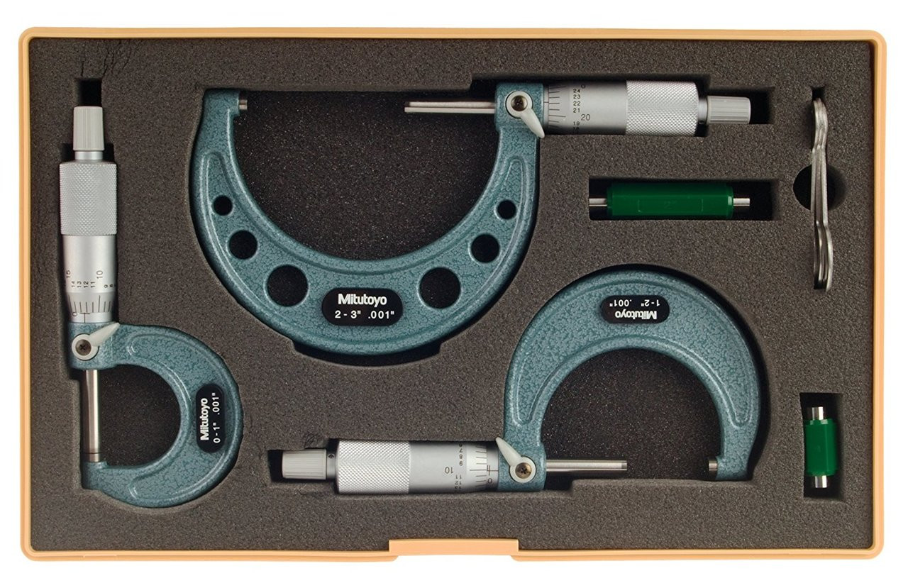 Mitutoyo 103-929 Micrometer set,0-3 in,0.001 in,3pc - US Tool Depot