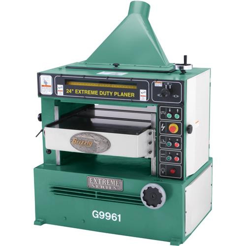 Grizzly G9961 - 24" 10 HP 3-Phase Industrial Planer w/ Spiral Cutterhead