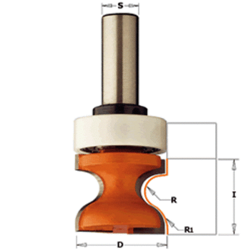 CMT 1-1/4" Dia. Window Sill Edge Router Bit 855.804.11B 1/2" Shank