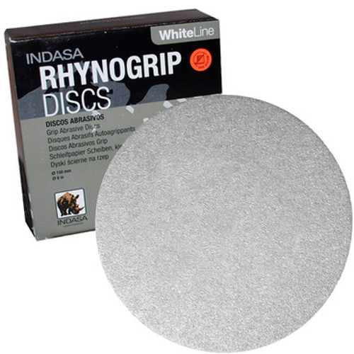 6" Solid Rhynogrip Hook & Loop Discs (Box of 50) | 60 Grit AO | Indasa 61-60
