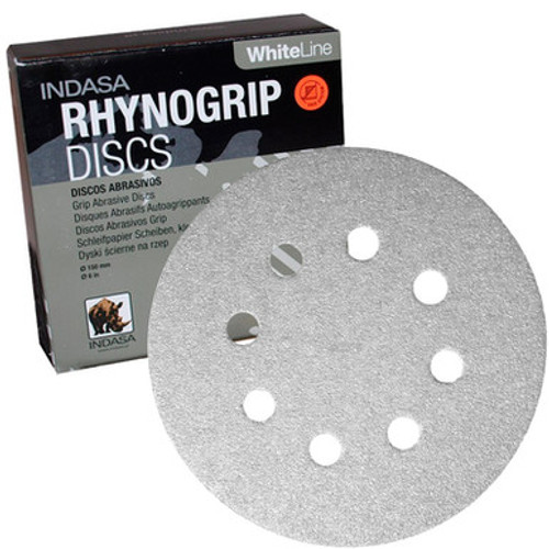 5" 8 Hole Rhynogrip Hook & Loop Discs (Box of 50) | 500 Grit AP | Indasa 55-500
