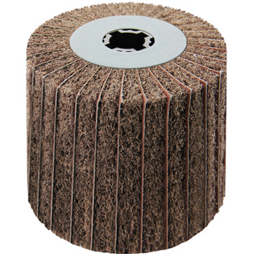 4 x 4 x 3/4 In. Quad-Keyway Interleaf Flap Wheel Drum / Roll | 60 Grit Aluminum Oxide | Metabo 623483000