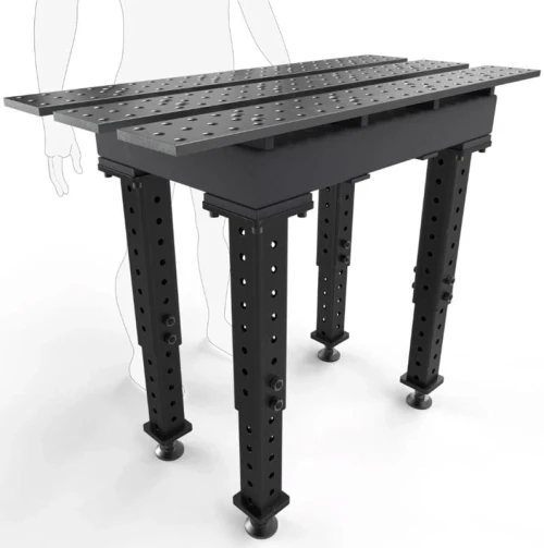 BuildPro 2' x 3' Slotted Welding Table, Standard Finish, Adjustable Heavy-Duty Legs, Table Surface Height 28.5" - 38.5" (TMR52238)