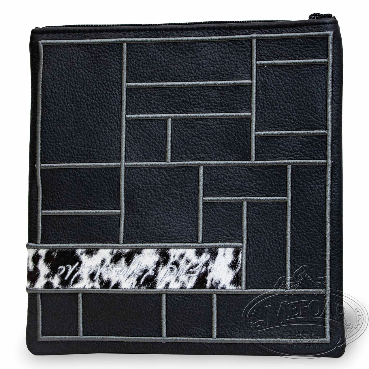 Boxed Beauty, Elegant Style Tallis / Tefillin Bag, Black Leather/Black