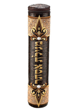 Megilla Case: Embossed Leather tube ,Opium Brown  