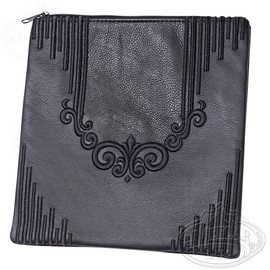 Royal Artwork, Decorative Style Tallis / Tefillin Bag, Black Leather 