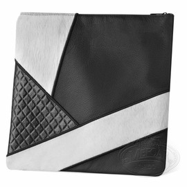 Precise Design, Elegant Style Tallis / Tefillin Bag, Black Leather, Black Squared Leather / White Fur Precise Design, Elegant Style Tallis / Tefillin Bag, Black Leather, Black Squared Leather / White Fur
