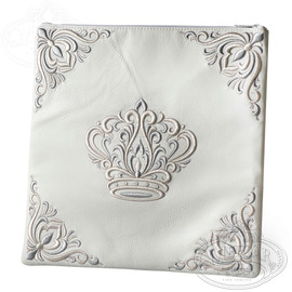 Royal Splendor, Decorative Style Tallis / Tefillin Bag, White Leather Royal Splendor, Decorative Style Tallis / Tefillin Bag, White Leather