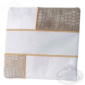 Blocked Precision,  Elegant Style Tallis / Tefillin Bag, White Leather, White & Gold Crocodile Fur Blocked Precision,  Elegant Style Tallis / Tefillin Bag, White Leather, White & Gold Crocodile Fur