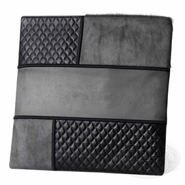 Blocked Precision,  Elegant Style Tallis / Tefillin Bag, Black Diamond Leather, Grey Leather/Grey Fur Blocked Precision,  Elegant Style Tallis / Tefillin Bag, Black Diamond Leather, Grey Leather/Grey Fur