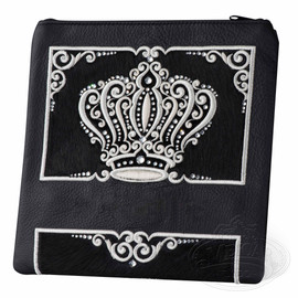 Artistic Textures, Decorative Style Tallis / Tefillin Bag, Black Leather /Black Fur