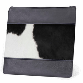 Extraordinary Styles, Modern Style Tallis / Tefillin Bag, Black Leather / Black & White Fur