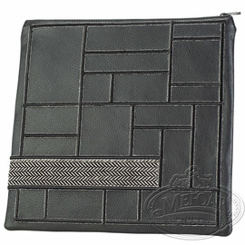 Boxed Beauty, Elegant Style Tallis / Tefillin Bag, Black Leather/Black and White Pinstriped Fur Boxed Beauty, Elegant Style Tallis / Tefillin Bag, Black Leather/Black and White Pinstriped Fur