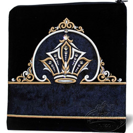 Classic Elegance, Decorative Style Tallis / Tefillin Bag, Black Velvet/ Black Crushed Velvet