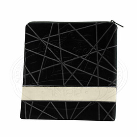 Black Velvet with White Suede Tallis and Teffilin Bag, Black Emb #420