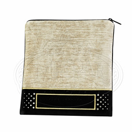 Black Velvet with Beige Velvet Tallis and Teffilin Bag, Light Gold Emb #432