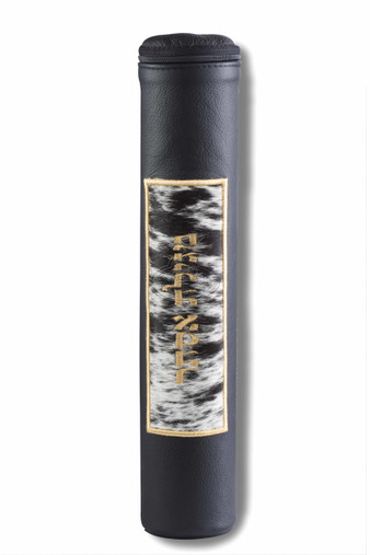 Black Megillah Holder, with Black and White Fur and Gold Embroidery
