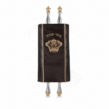 Leather and Fur Torah Mantle -style 347-Brown