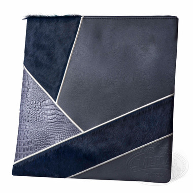 Precise Design, Elegant Style Tallis / Tefillin Bag,  Navy Leather, Livid Crocodile Leather / Navy Fur