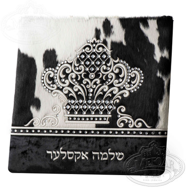Imperial Design, Decorative Style Tallis / Tefillin Bag, Black Velvet  /Black & White Fur