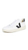 Veja Men's V-10 Leather Sneakers, Extra White/Black, 11 Medium US